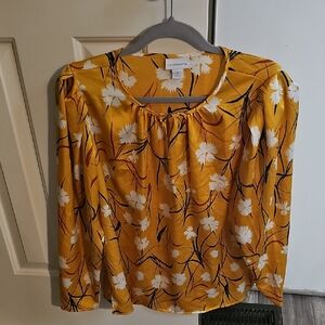 Liz Claiborne Mustard Floral Blouse